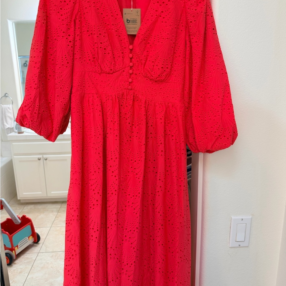 Boden Red Long Sleeve Dress